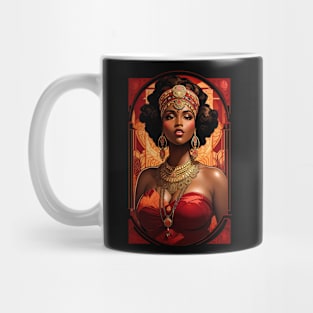 African Queen Tribal red ress retro vintage floral design Mug